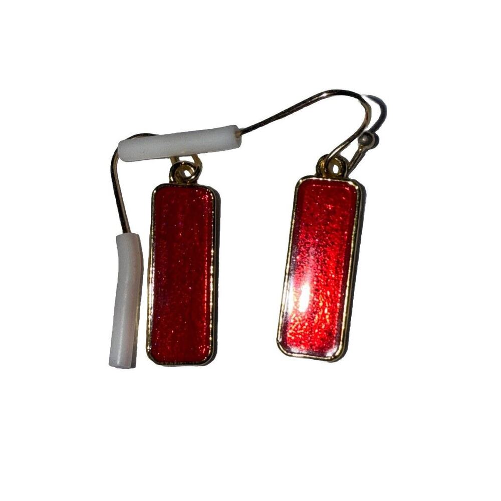 NWT Goldtone Red Dangling Earrings
